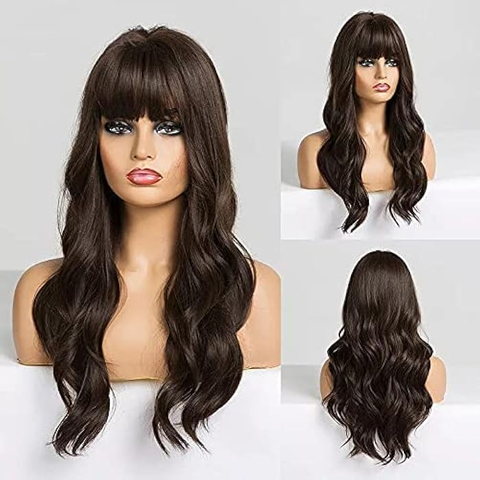 DILLARDS Medium Brown Wig Synthetic Hair With Bangs - Image 3